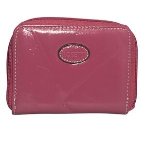 Rosetti Women's Pink Patent Faux Leather Zip-Around Wallet Card Holder Coin